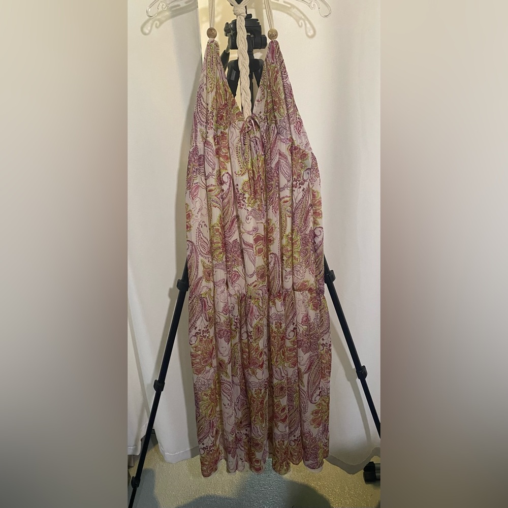 BOGO 🎉 Zara Pink Tan Maxi sleeveless Dress size L